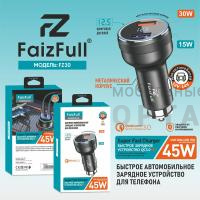 АЗУ блок питания FaizFull FZ30 USB-A 30W, USB-A 15W, с вольтметром АЗУ блок питания FaizFull FZ30 USB-A 30W, USB-A 15W, с вольтметром