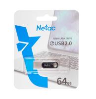 Флешка USB 64 Гб Netac U278, USB2.0, металл, серебристый, черная вставка