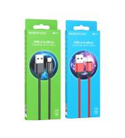 Кабель USB to Micro Borofone BX87 Sharp, 1.0м, 2.4A, черный, не упакован