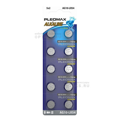 Элемент питания SAMSUNG PLEOMAX AG10 (389) LR1130, LR54 Button Cell (10/100/1000/70000)